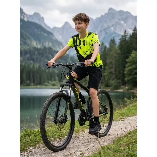  Dječja premium funkcionalna majica ALTISPORT VOJ/ALK076TR01 CRNA/FLUO ŽUTA 
