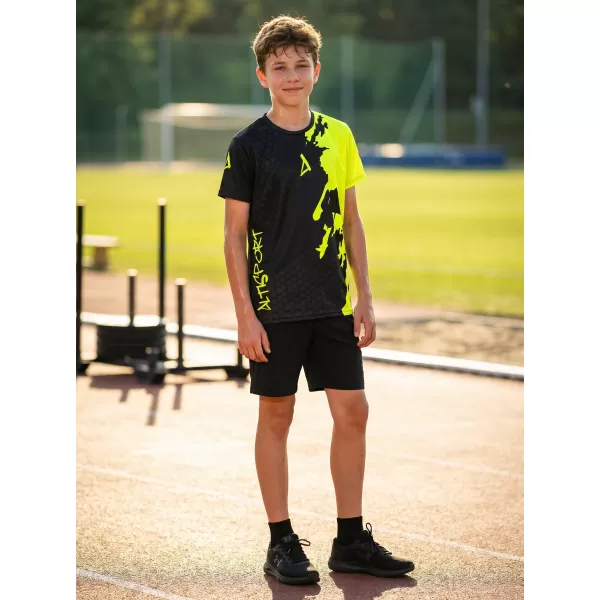  Dječja premium funkcionalna majica ALTISPORT VOJ/ALM112TR01 CRNO-FLUO ŽUTA 