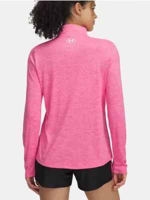 Ženska majica kratkih rukava UNDER ARMOUR TECH 1/2 ZIP- TWIST 1384225-672 RUŽIČASTA