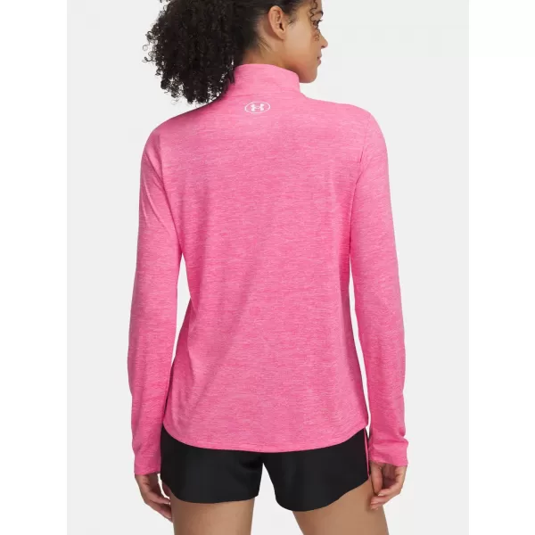  Ženska majica kratkih rukava UNDER ARMOUR TECH 1/2 ZIP- TWIST 1384225-672 RUŽIČASTA 