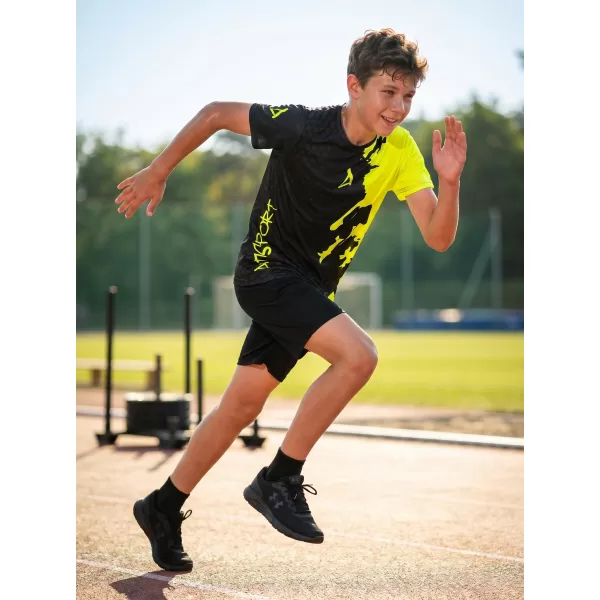  Dječja premium funkcionalna majica ALTISPORT VOJ/ALM112TR01 CRNO-FLUO ŽUTA 