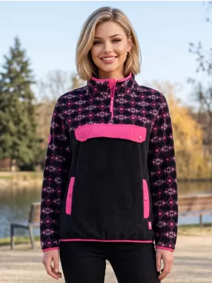 Ženska majica od flisa ALTISPORT GEMMY CRNO/RUŽIČASTO