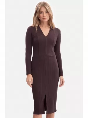 Haljina BEWEAR B307 TAMNA ČOKOLADA