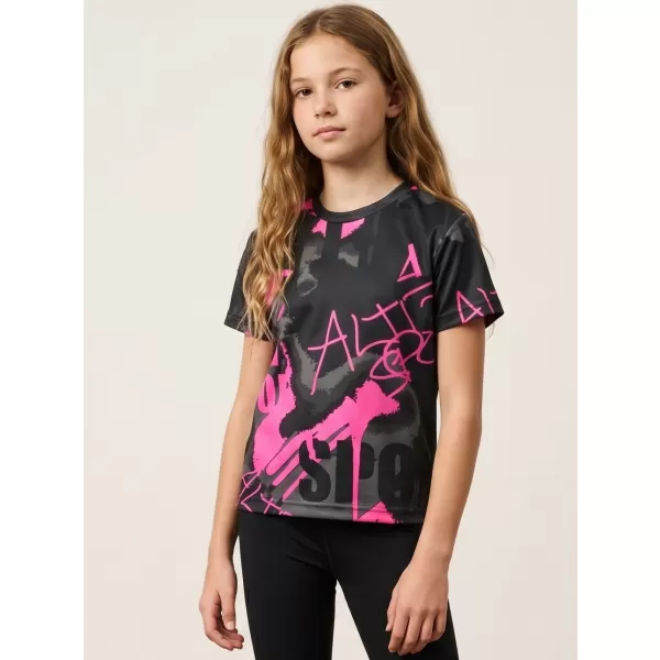  Dječja premium funkcionalna majica ALTISPORT VOJ/ALK076TR01 CRNA/FLUO ROZA 