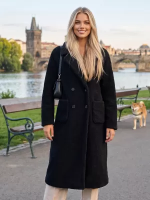 Ženski kaput KIXMI VINILA CRNA