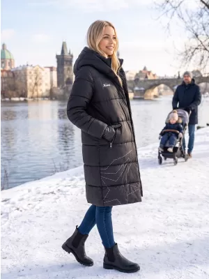 Ženski kaput KIXMI VENECIA CRNO/BIJELO