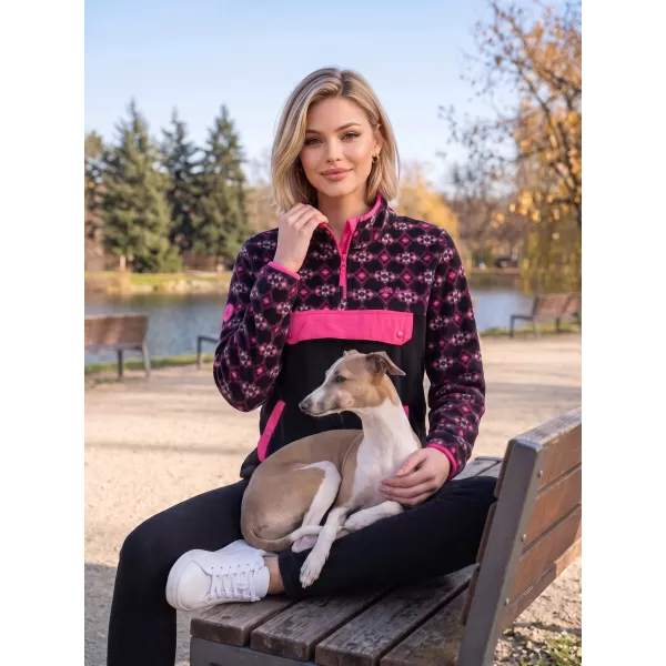  Ženska majica od flisa ALTISPORT GEMMY CRNO/RUŽIČASTO 