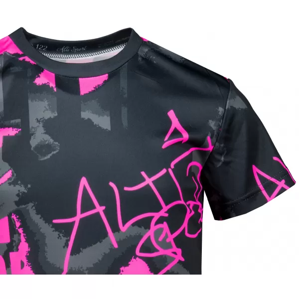  Dječja premium funkcionalna majica ALTISPORT VOJ/ALK076TR01 CRNA/FLUO ROZA 