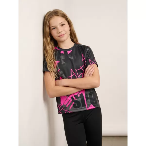  Dječja premium funkcionalna majica ALTISPORT VOJ/ALK076TR01 CRNA/FLUO ROZA 
