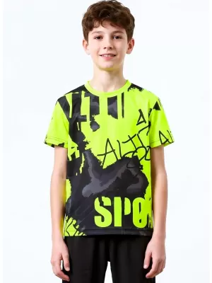 Dječja premium funkcionalna majica ALTISPORT VOJ/ALK076TR01 CRNA/FLUO ŽUTA