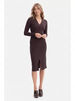 Haljina BEWEAR B307 TAMNA ČOKOLADA