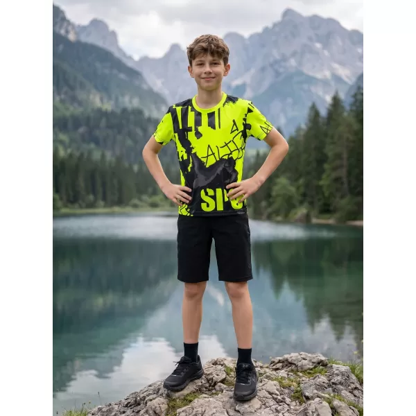  Dječja premium funkcionalna majica ALTISPORT VOJ/ALK076TR01 CRNA/FLUO ŽUTA 