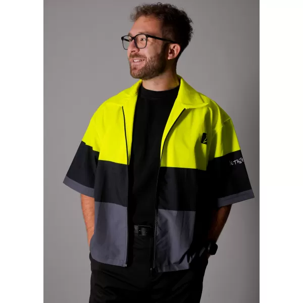  Muška vrhunska košulja ALTISPORT VOJ/ALM051KOS01 NEON ŽUTA/SIVA 