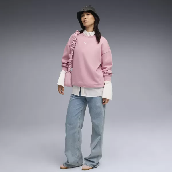  Ženski sweatshirt PUMA ESS OVERSIZED CREW FL 68540065 STALOŽENO RUŽIČASTO 