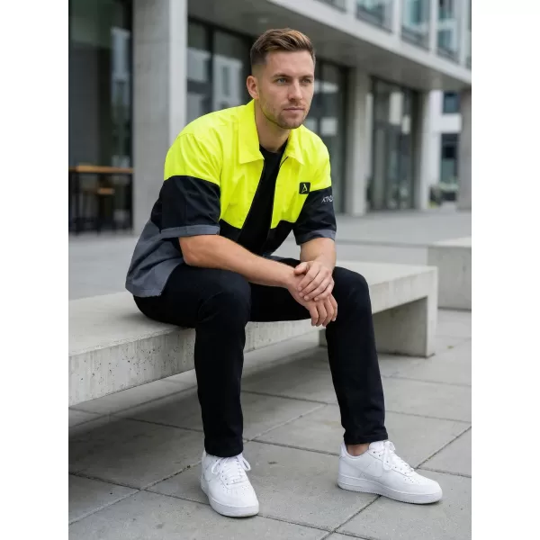  Muška vrhunska košulja ALTISPORT VOJ/ALM051KOS01 NEON ŽUTA/SIVA 