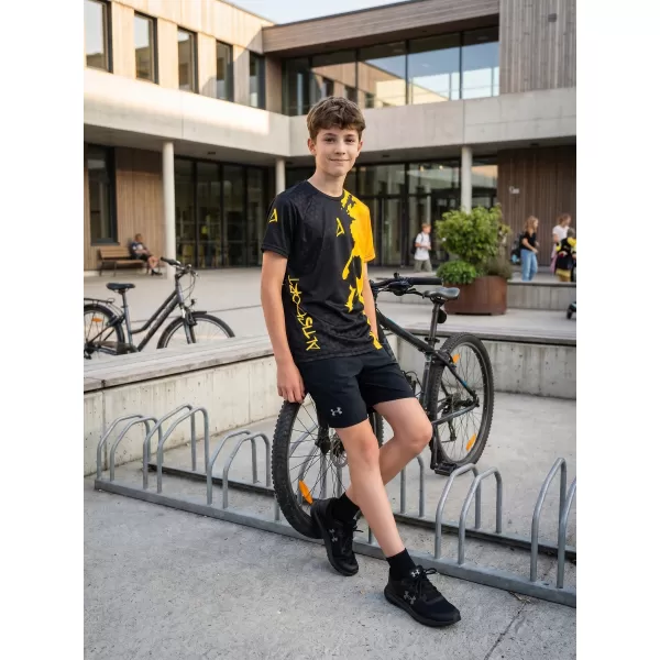  Dječja premium funkcionalna majica ALTISPORT VOJ/ALM112TR01 CRNO-FLUO NARANČASTA 