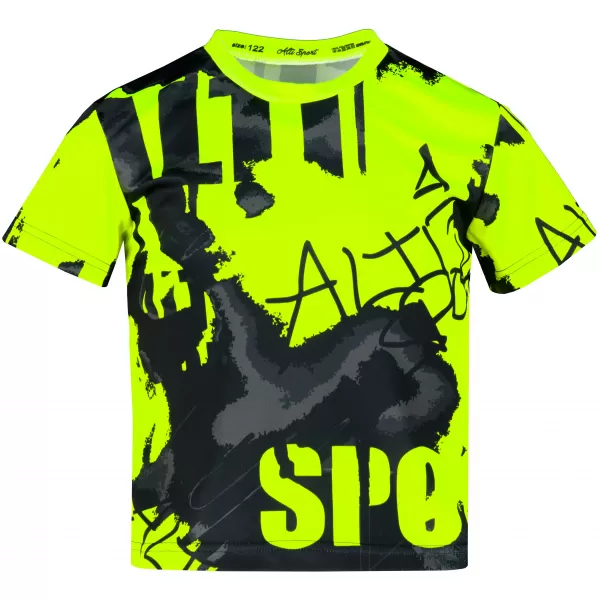  Dječja premium funkcionalna majica ALTISPORT VOJ/ALK076TR01 CRNA/FLUO ŽUTA 