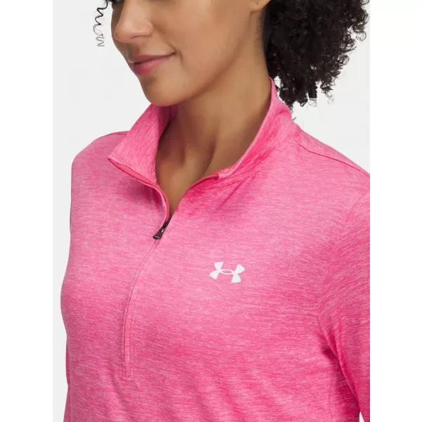  Ženska majica kratkih rukava UNDER ARMOUR TECH 1/2 ZIP- TWIST 1384225-672 RUŽIČASTA 