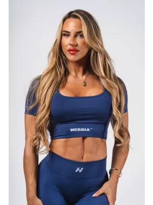 Bešavni crop top za oblikovanje FLOW SEAMLESS 499 BLUE Nebbia