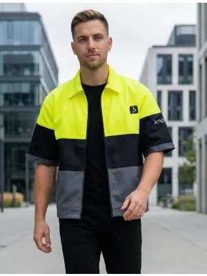 Muška vrhunska košulja ALTISPORT VOJ/ALM051KOS01 NEON ŽUTA/SIVA