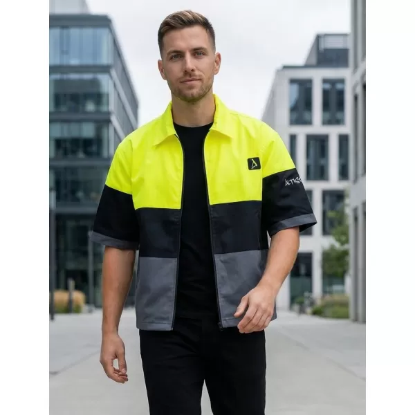  Muška vrhunska košulja ALTISPORT VOJ/ALM051KOS01 NEON ŽUTA/SIVA 