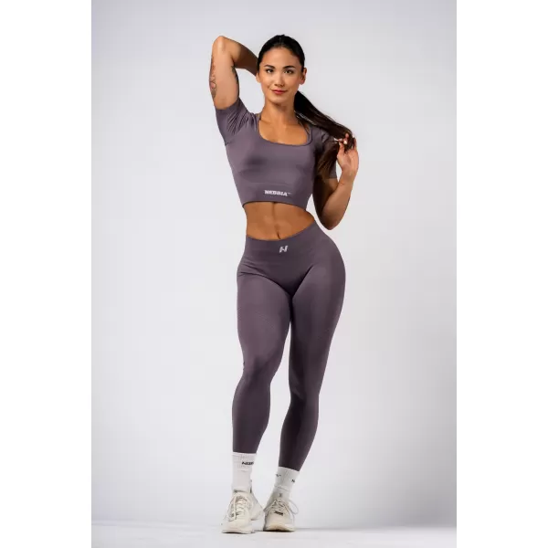  Oblikovanje bešavnih maksimalnih push-up tajica FLOW SEAMLESS 497 TAMNOSIVA Nebbia 