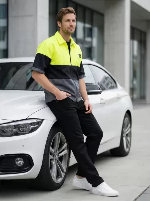 Muška vrhunska košulja ALTISPORT VOJ/ALM051KOS01 NEON ŽUTA/SIVA
