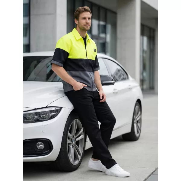  Muška vrhunska košulja ALTISPORT VOJ/ALM051KOS01 NEON ŽUTA/SIVA 