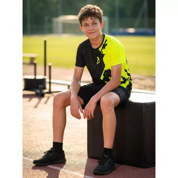  Dječja premium funkcionalna majica ALTISPORT VOJ/ALM112TR01 CRNO-FLUO ŽUTA 