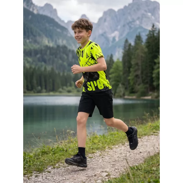  Dječja premium funkcionalna majica ALTISPORT VOJ/ALK076TR01 CRNA/FLUO ŽUTA 