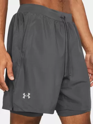Muške kratke hlače UNDER ARMOUR UA LAUNCH 7'' 2-IN-1 SHORTS 1382641-025 SIVA