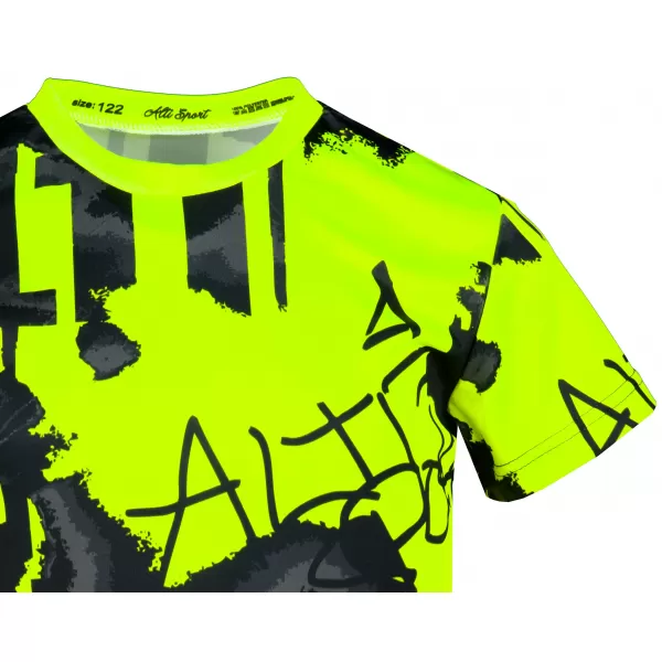  Dječja premium funkcionalna majica ALTISPORT VOJ/ALK076TR01 CRNA/FLUO ŽUTA 