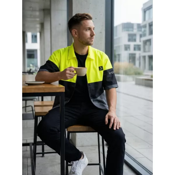  Muška vrhunska košulja ALTISPORT VOJ/ALM051KOS01 NEON ŽUTA/SIVA 