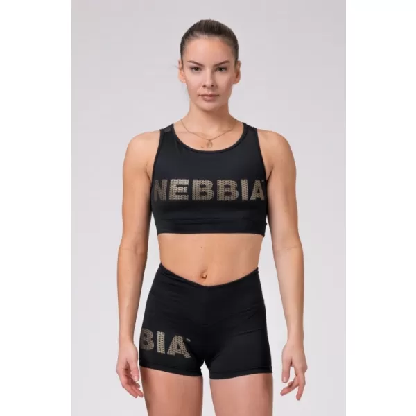 Zlatni mrežasti mini top 830 BLACK Nebbia 