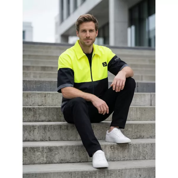  Muška vrhunska košulja ALTISPORT VOJ/ALM051KOS01 NEON ŽUTA/SIVA 