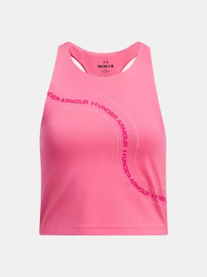 Majica bez rukava za djevojku UNDER ARMOUR G MOTION BRANDED CROP TANK 1390079-672 RUŽIČASTA