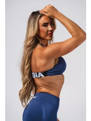 Bešavni sportski grudnjak na podizanje FLOW SEAMLESS 495 PLAVI Nebbia
