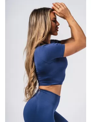 Bešavni crop top za oblikovanje FLOW SEAMLESS 499 BLUE Nebbia
