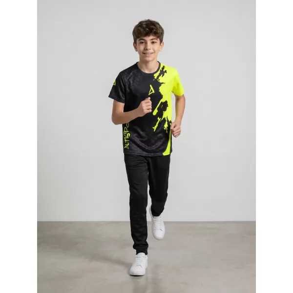  Dječja premium funkcionalna majica ALTISPORT VOJ/ALM112TR01 CRNO-FLUO ŽUTA 