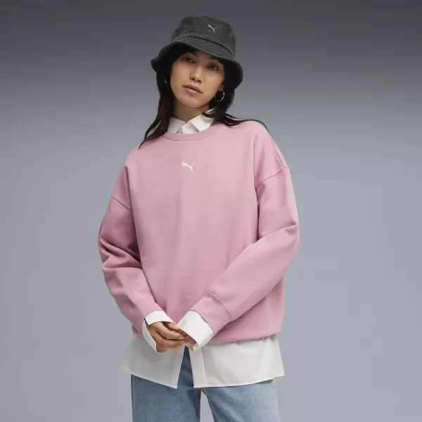  Ženski sweatshirt PUMA ESS OVERSIZED CREW FL 68540065 STALOŽENO RUŽIČASTO 