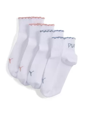 Čarape PUMA GIRLS SCALLOP EDGE QUAR 94723501 BIJELO/RUŽIČASTO