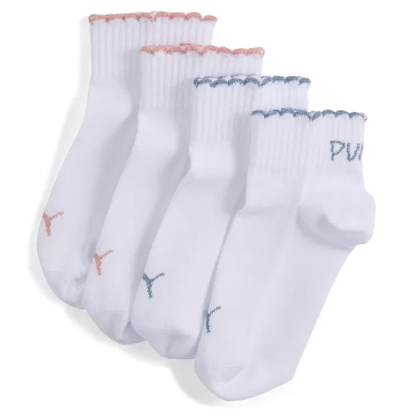  Čarape PUMA GIRLS SCALLOP EDGE QUAR 94723501 BIJELO/RUŽIČASTO 