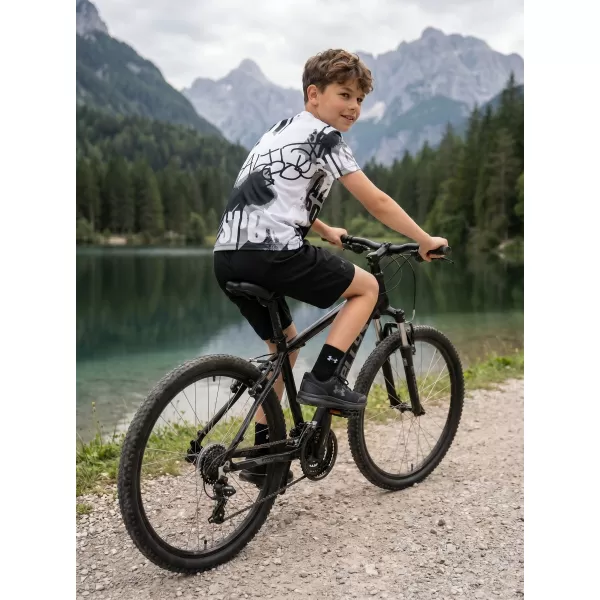  Dječja premium funkcionalna majica ALTISPORT VOJ/ALK076TR01 CRNO-BIJELO 
