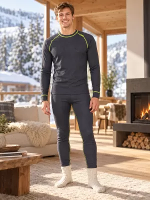 Muški termo set ALTISPORT GAIN TAMNO SIVA/LIMETA