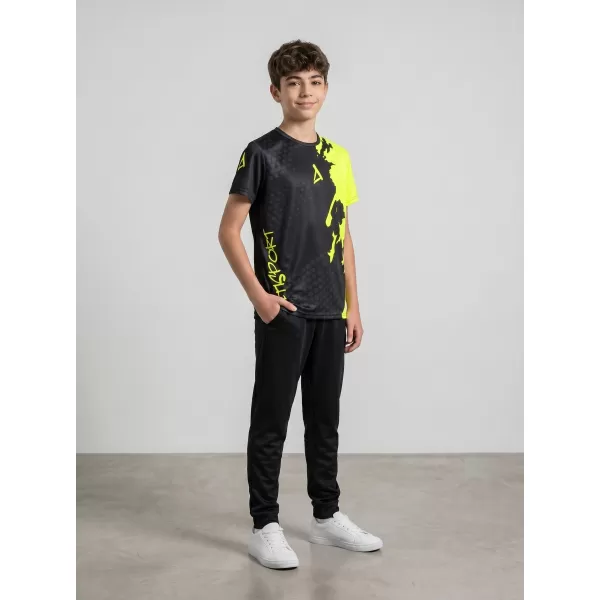  Dječja premium funkcionalna majica ALTISPORT VOJ/ALM112TR01 CRNO-FLUO ŽUTA 
