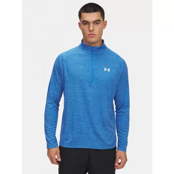  Muška majica kratkih rukava UNDER ARMOUR UA TECH TEXTURED 1/2 ZIP 1382797-402 PLAVA 