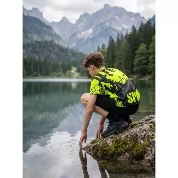  Dječja premium funkcionalna majica ALTISPORT VOJ/ALK076TR01 CRNA/FLUO ŽUTA 