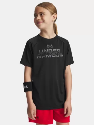 Majica za dječake UNDER ARMOUR UA TECH SPLIT WORDMARK SS 1383010-003 CRNA