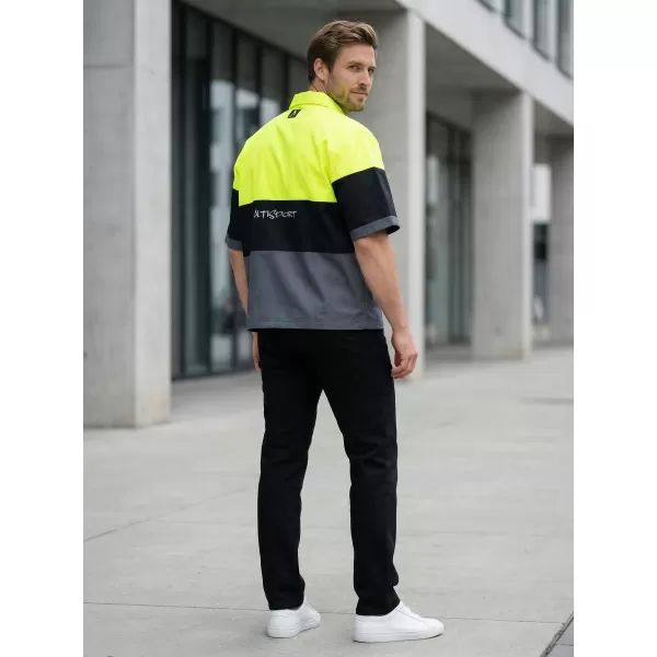  Muška vrhunska košulja ALTISPORT VOJ/ALM051KOS01 NEON ŽUTA/SIVA 