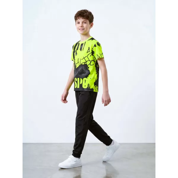  Dječja premium funkcionalna majica ALTISPORT VOJ/ALK076TR01 CRNA/FLUO ŽUTA 